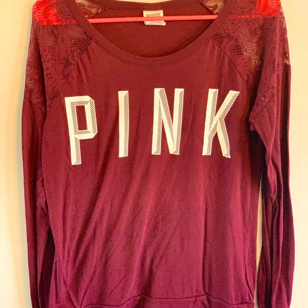Maroon VSPink long sleeve shirt
